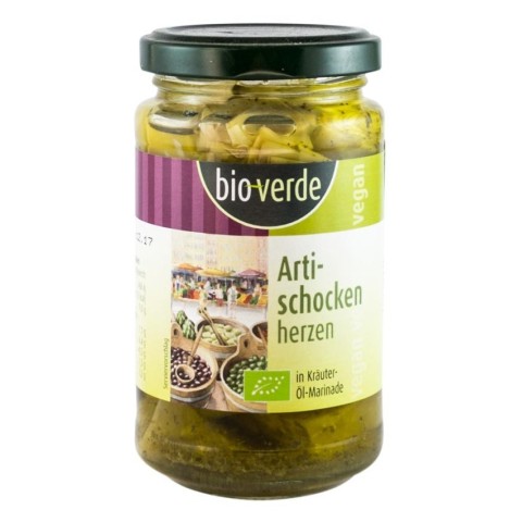 Conserve, pateuri, Verde inimi bio de anghinare, marinate in ulei si verdeturi, 200g, biomag.ro