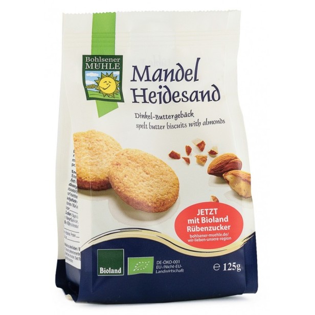 Biscuiti bio din faina de grau spelta, cu unt si migdale, 125g bohlsener muhle