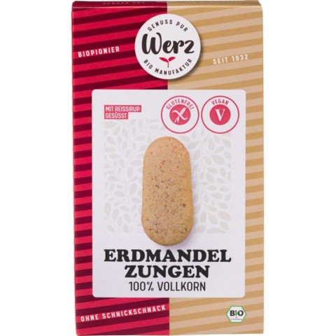 Werz, Biscuiti din faina integrala de orez si nuci tigru fara gluten - 125 g, biomag.ro