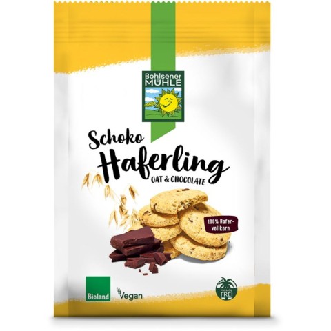 Biscuiti vegani, Biscuiti bio din ovaz integral cu ciocolata - 125 g, biomag.ro