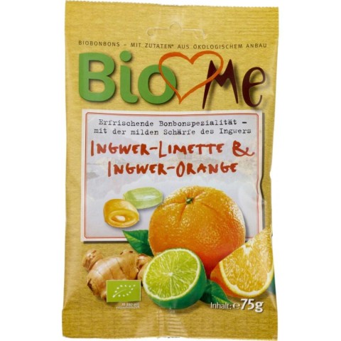 Bomboane bio, Bomboane bio cu ghimbir-lime si ghimbir-portocala - 75 g, biomag.ro