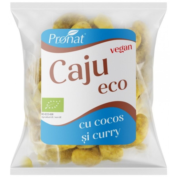 Caju bio condimentat cu aroma de curry si nuca de cocos 50g