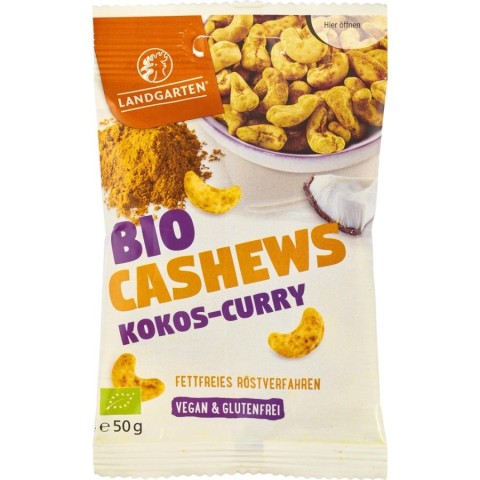 Sticksuri, chipsuri si covrigei, Caju cu cocos si curry - 50 g, biomag.ro