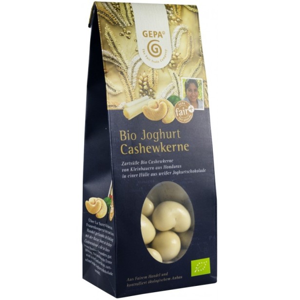 Caju glazurat cu ciocolata alba, bio, 100g