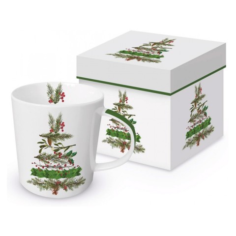 Accesorii ceaiuri, Cana de portelan 0,35l in cutie cadou bradul de craciun,, biomag.ro