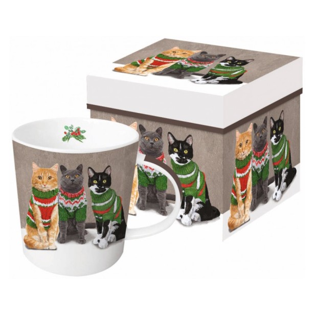 Cana de portelan 0,35l in cutie cadou sweater cats,