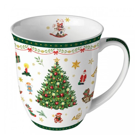 Accesorii ceaiuri, Cana de portelan 0,4l in cutie christmas evergreen,, biomag.ro