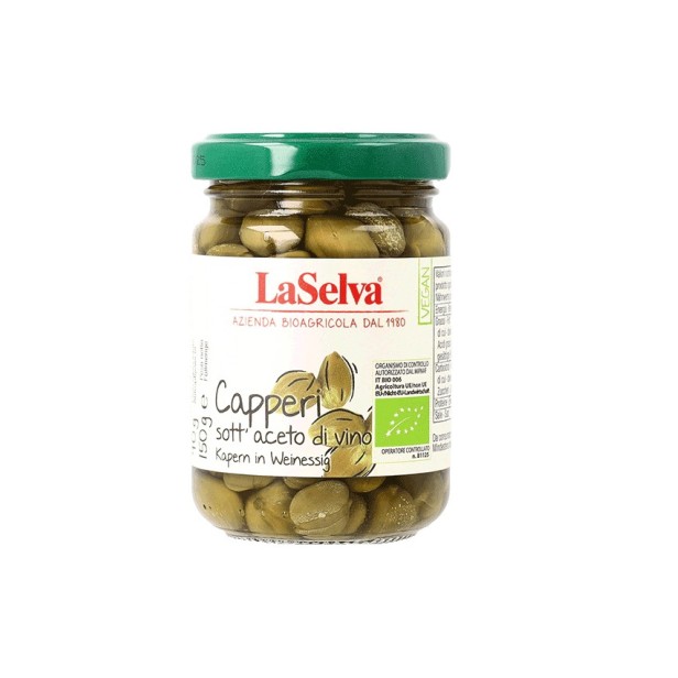 Capere bio in otet din vin, 150g