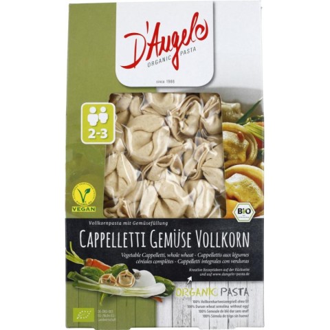 DAngelo, Cappelletti din cereale integrale umplute cu legume - 250 g, biomag.ro