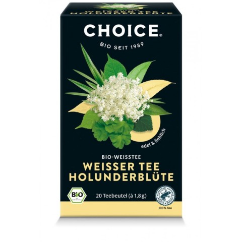 Choice, Ceai alb bio cu flori de soc, 20 pliculete a 1.8g / 36.0g choice®, biomag.ro