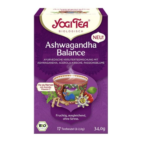 Ceaiuri naturale, Ceai bio ashwagandha balance 17 pliculețe a 2,0, 34,0g yogi, biomag.ro