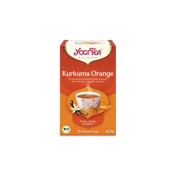 Ceai bio din curcuma, portocale si vanilie, 17 pliculete 34.0g yogi