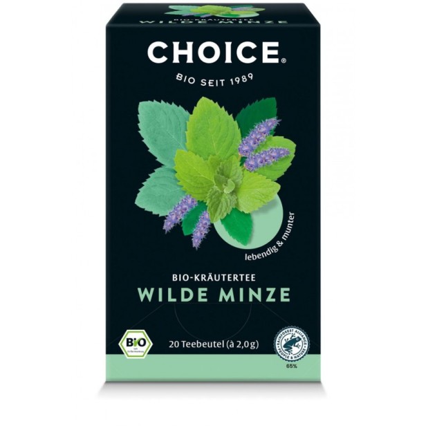 Ceai bio din plante menta salbatica, 20 pliculete a 2g / 40.0g choice®