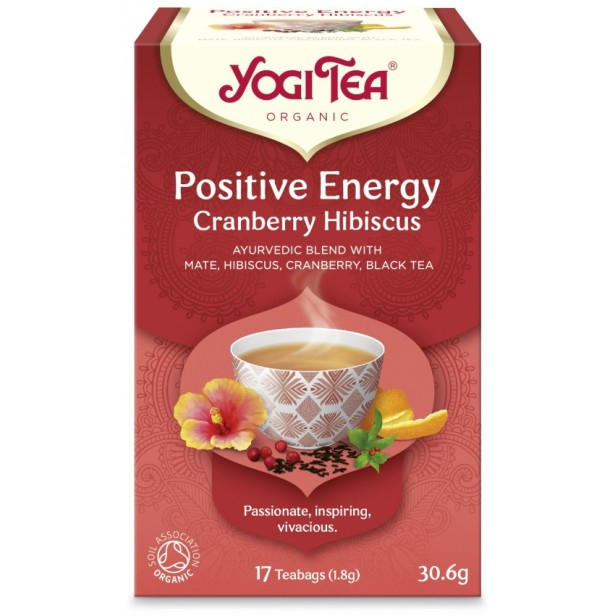 Ceai bio energie pozitiva merisor si hibiscus, 17 pliculete 30.6g yogi