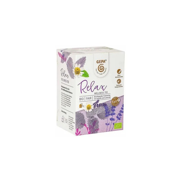 Ceai bio si fairtrade relax wellness, 30g 20 pliculete a 1,5g