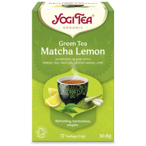 Yogi Tea, Ceai bio verde cu matcha si lamaie, 17 pliculete 30.6g yogi, biomag.ro