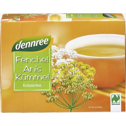 Dennree, Ceai bio de fenicul anason si chimen - 100 g, biomag.ro