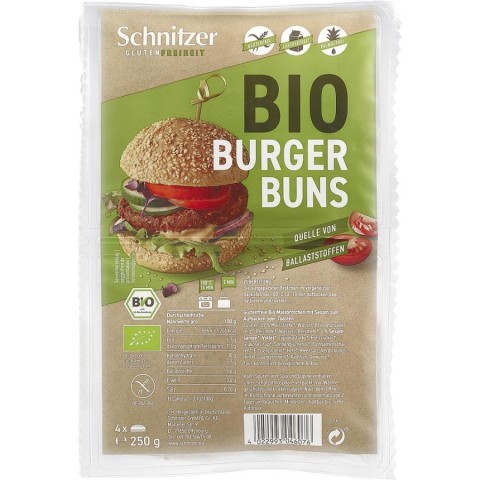 Schnitzer, Chifle bio pentru hamburger fara gluten - 250 g, biomag.ro