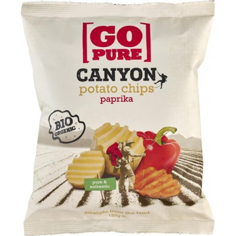 Sticksuri, chipsuri si covrigei, Chips-uri canyon din cartofi cu ardei bio - 125 g, biomag.ro
