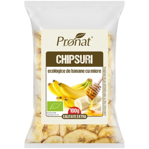 Chipsuri bio de banane cu miere, 100g