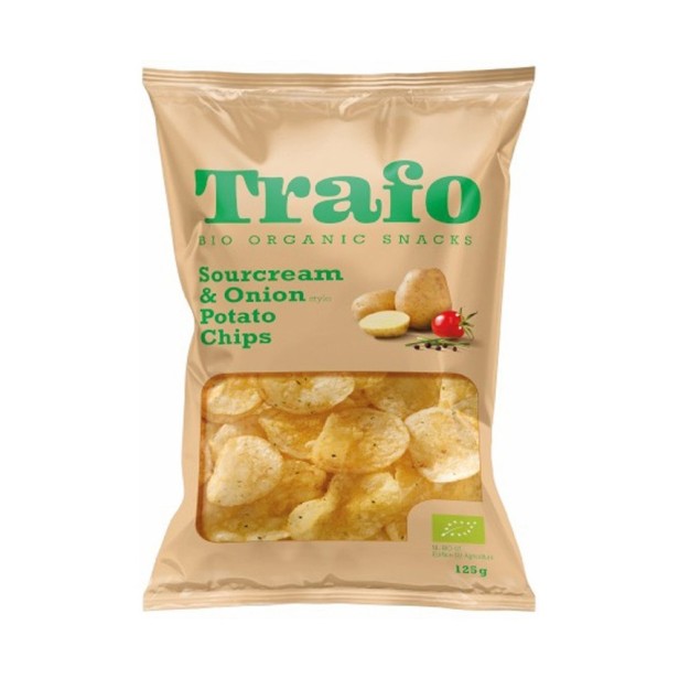 Chipsuri bio din cartofi cu ceapa si smantana, 125g