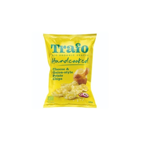 Trafo, Chipsuri bio din cartofi prajite manual, cascaval si ceapa, 125g, biomag.ro