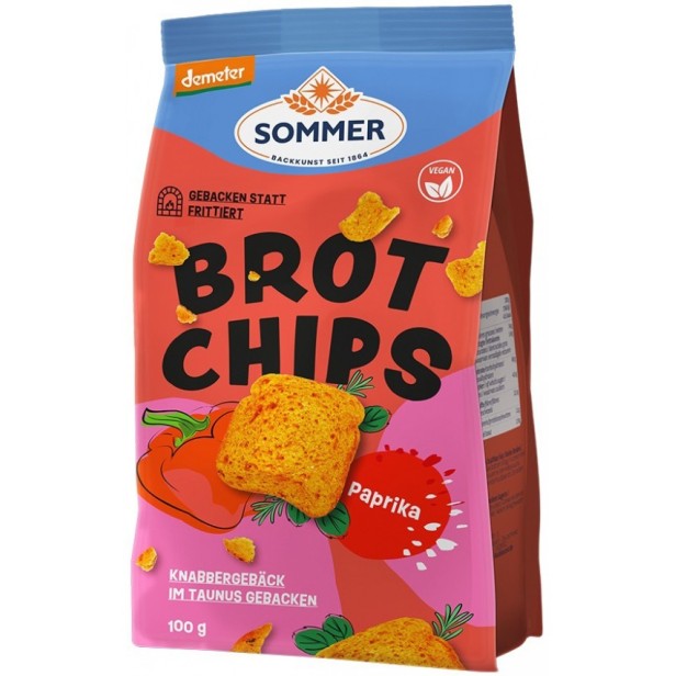 Chipsuri bio si demeter de paine cu paprika picant, 100g