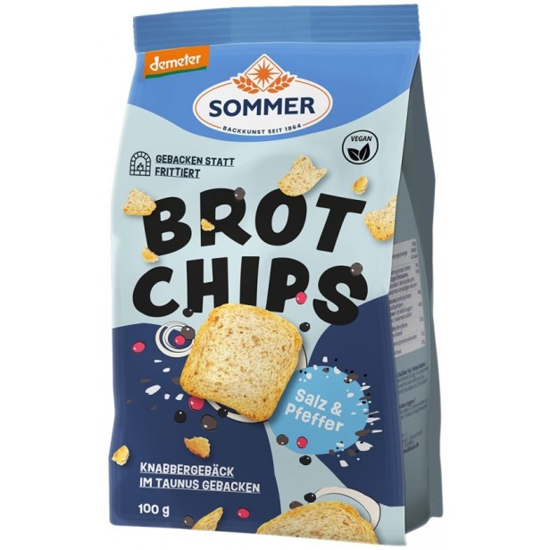 Chipsuri bio si demeter de paine cu sare si piper, 100g