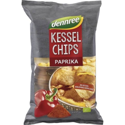 Dennree, Chipsuri bio de cartofi cu boia - 125 g, biomag.ro