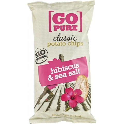 Sticksuri, chipsuri si covrigei, Chipsuri de cartofi cu hibiscus si sare de mare - 125 g, biomag.ro