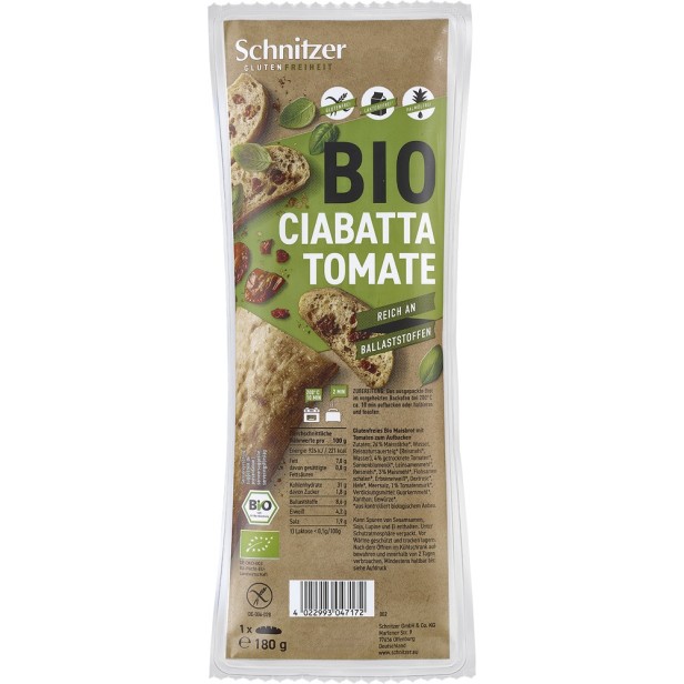 Ciabatta bio cu tomate fara gluten - 180 g