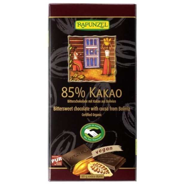 Ciocolata bio amaruie 85% cacao hih - 80 g