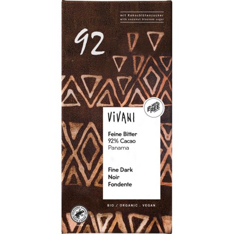 Vivani, Ciocolata amaruie bio 92% cacao si zahar din flori de cocos vegana - 80 g, biomag.ro