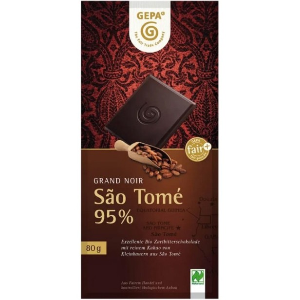 Ciocolata amaruie bio cu 95% cacao são tomé, 80g