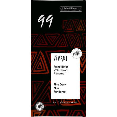 Ciocolata amaruie bio cu 99% cacao - 80 g