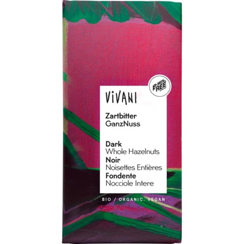 Vivani, Ciocolata amaruie cu alune si migdale vegana - 100 g, biomag.ro