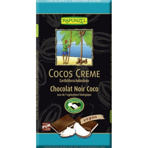 Ciocolata bio, Ciocolata amaruie cu crema de cocos - 100 g, biomag.ro