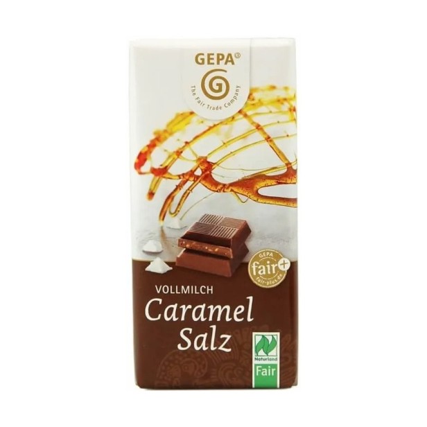 Ciocolata bio cu lapte si caramel sarat, 40g