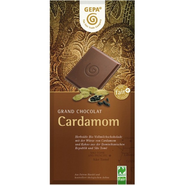 Ciocolata bio cu lapte si cardamom, 100g
