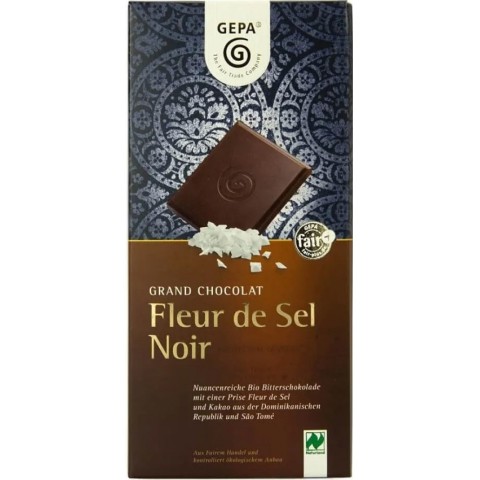 GEPA The Fair Trade Company, Ciocolata bio neagra fleur de sel noir, 100g, biomag.ro