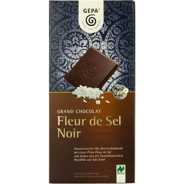 Ciocolata bio neagra fleur de sel noir, 100g