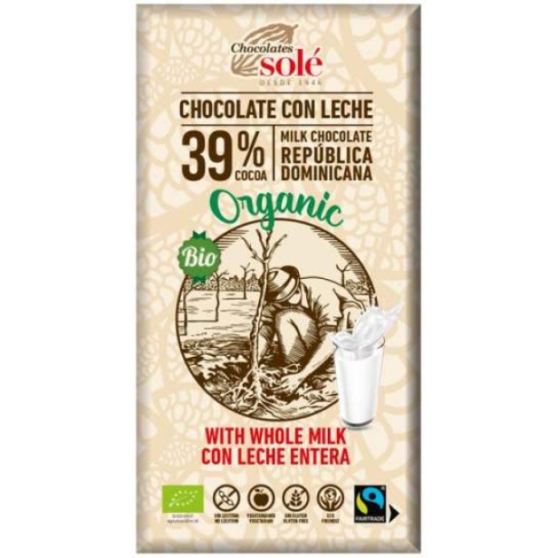 Ciocolata cu lapte bio si fairtrade, 100g chocolates