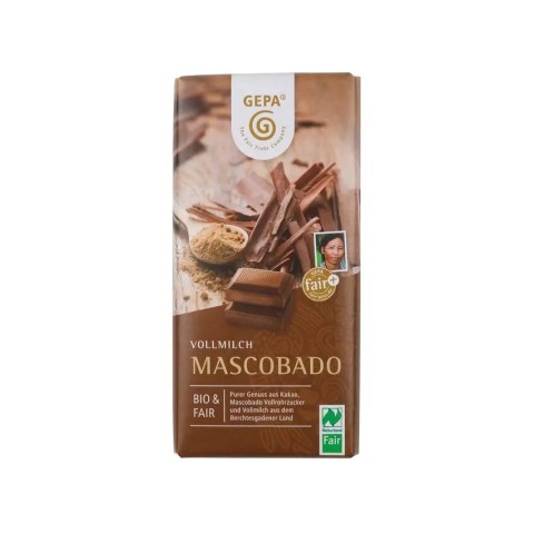 GEPA The Fair Trade Company, Ciocolata cu lapte bio si fairtrade mascobado, 100g, biomag.ro