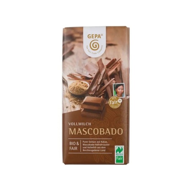 Ciocolata cu lapte bio si fairtrade mascobado, 100g