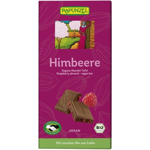 Rapunzel, Baton bio vegan cu cacao migdale si zmeura - 100 g, biomag.ro