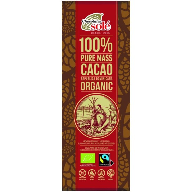 Ciocolata neagra bio și fairtrade 100% cacao, 25g chocolates