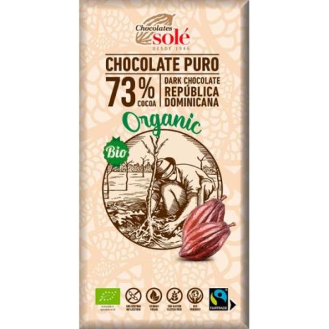 Chocolates Sole, Ciocolata neagra bio 73% cacao 100g chocolates, biomag.ro