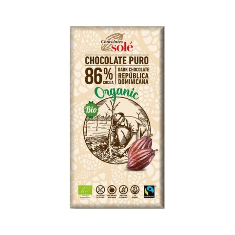 Chocolates Sole, Ciocolata neagra bio 86% cacao, 100g chocolates, biomag.ro