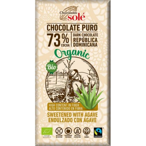 Chocolates Sole, Ciocolata neagra bio cu sirop de agave, 73% cacao, 100g chocolates, biomag.ro
