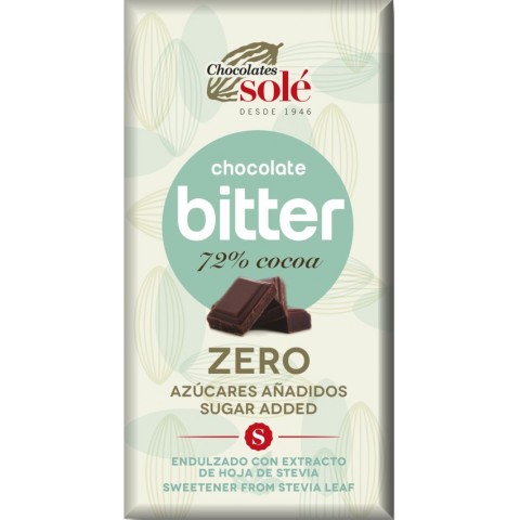 Chocolates Sole, Ciocolata neagra cu stevie, minim 72% cacao, 100g chocolates, biomag.ro